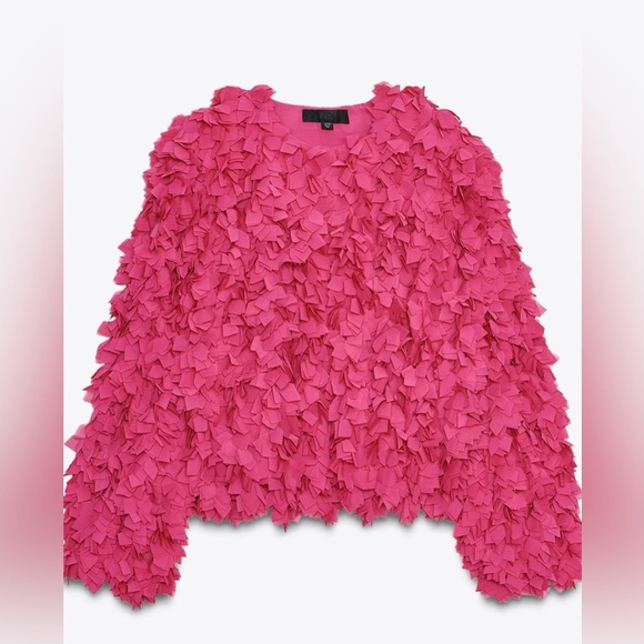 Zara fushia Petal Textured Fitted Statement Jacket – Size Medium - Picture 2 of 13